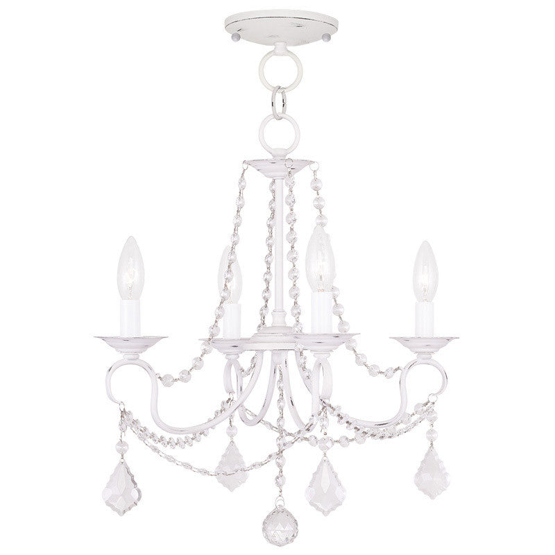 Livex Lighting Pennington Collection 4 Light AW Chain Hang/Ceiling Mount in Antique White 6514-60