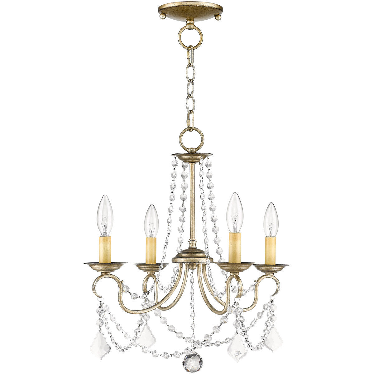 Livex Lighting Pennington Collection 4 Light ASL Chain Hang/Ceiling Mount in Hand Painted Antique Silver Leaf 6514-73