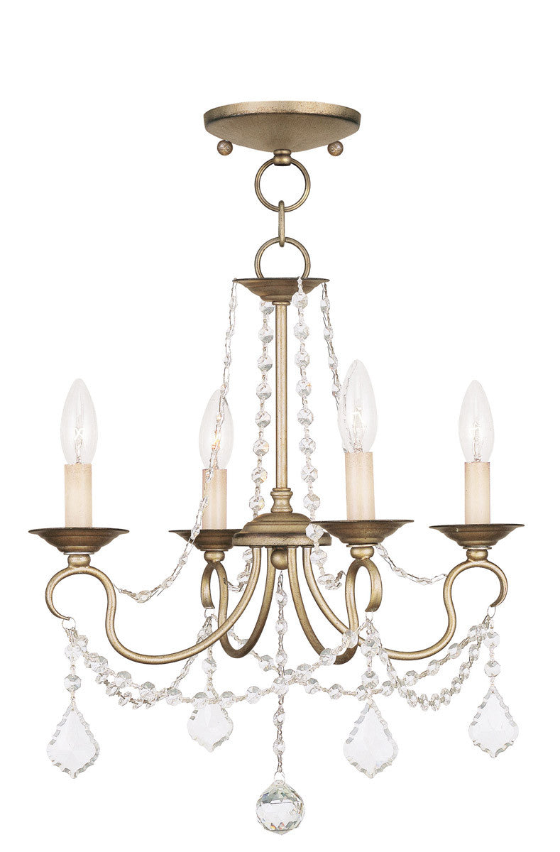 Livex Lighting Pennington Collection 4 Light ASL Chain Hang/Ceiling Mount in Hand Painted Antique Silver Leaf 6514-73