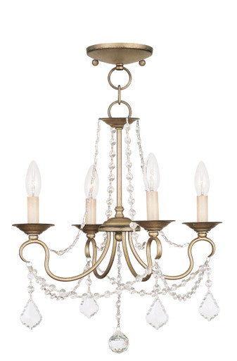 Livex Lighting Pennington Collection 4 Light ASL Chain Hang/Ceiling Mount in Hand Painted Antique Silver Leaf 6514-73