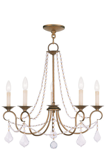 Livex Lighting Pennington Collection 5 Light Antique Gold Leaf Chandelier in Antique Gold Leaf 6515-48