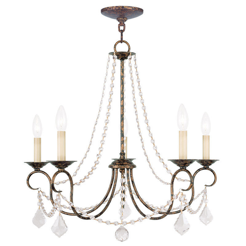 Livex Lighting Pennington Collection 5 Light VBR Chandelier in Hand Applied Venetian Golden Bronze 6515-71