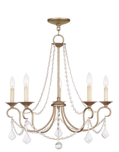 Livex Lighting Pennington Collection 5 Light Antique Silver Leaf Chandelier in Hand Painted Antique Silver Leaf 6515-73