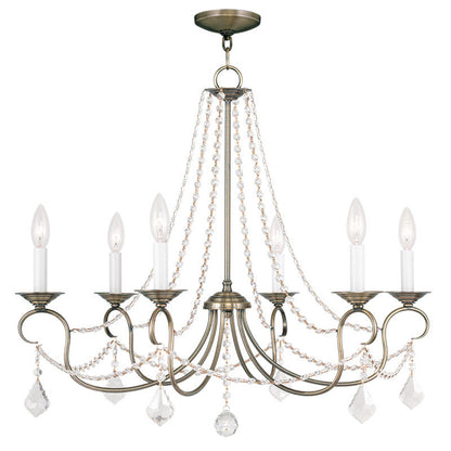 Livex Lighting Pennington Collection 6 Light Antique Brass Chandelier in Antique Brass 6516-01