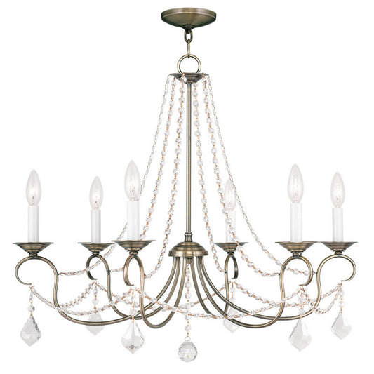 Livex Lighting Pennington Collection 6 Light Antique Brass Chandelier in Antique Brass 6516-01