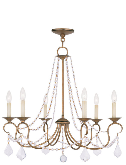 Livex Lighting Pennington Collection 6 Light Antique Gold Leaf Chandelier in Antique Gold Leaf 6516-48