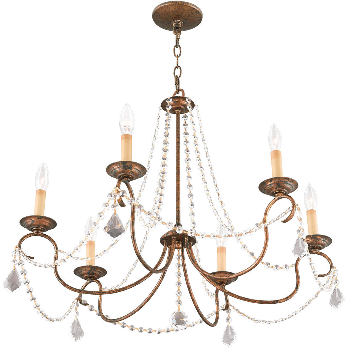 Livex Lighting Pennington Collection 6 Light VBR Chandelier in Hand Applied Venetian Golden Bronze 6516-71