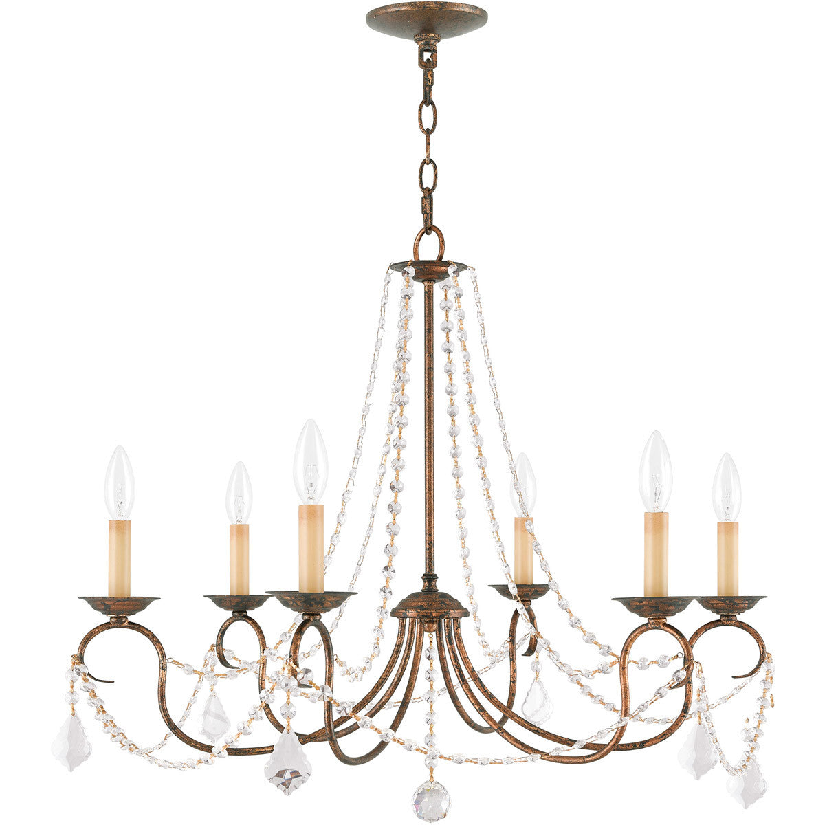 Livex Lighting Pennington Collection 6 Light VBR Chandelier in Hand Applied Venetian Golden Bronze 6516-71