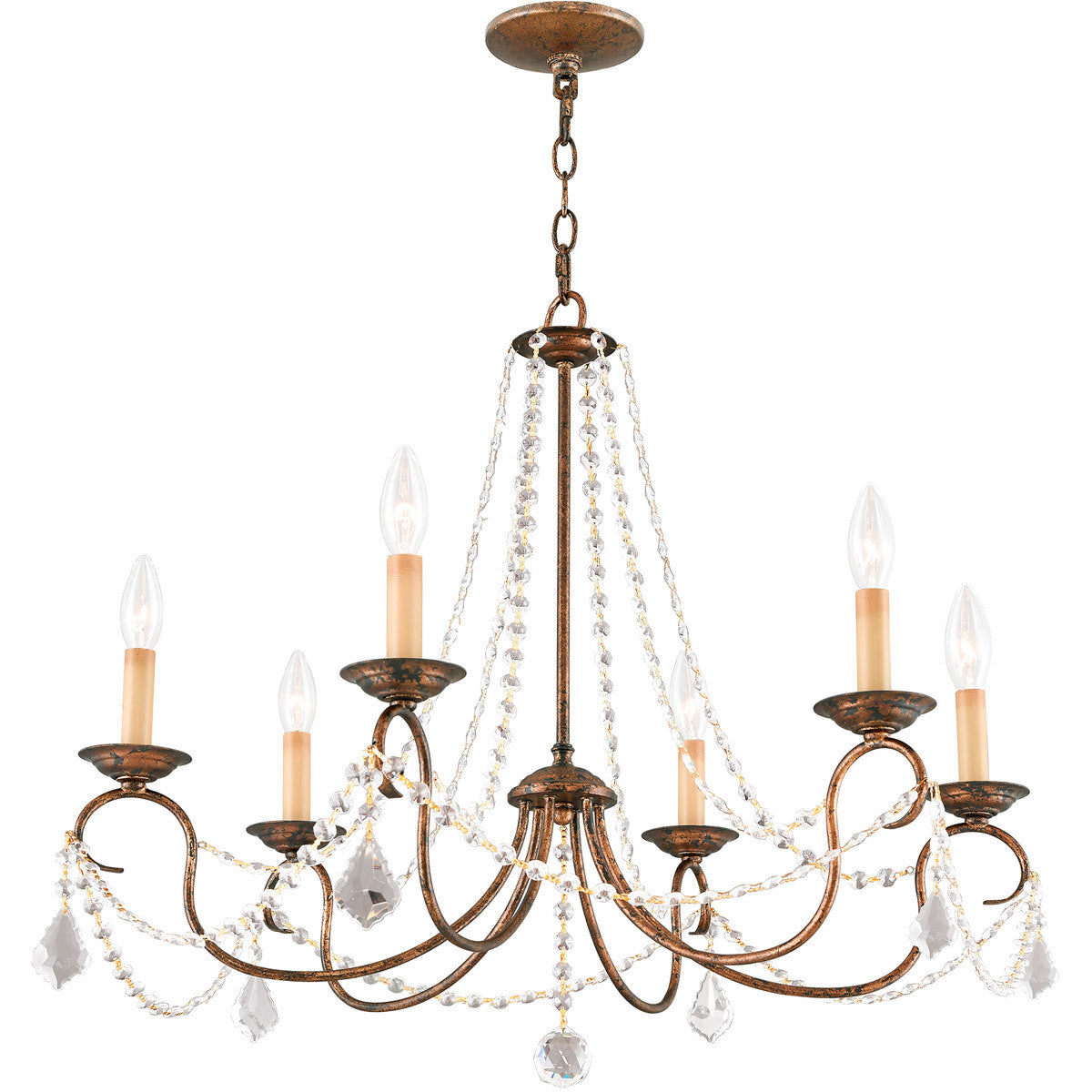 Livex Lighting Pennington Collection 6 Light VBR Chandelier in Hand Applied Venetian Golden Bronze 6516-71