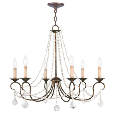 Livex Lighting Pennington Collection 6 Light VBR Chandelier in Hand Applied Venetian Golden Bronze 6516-71