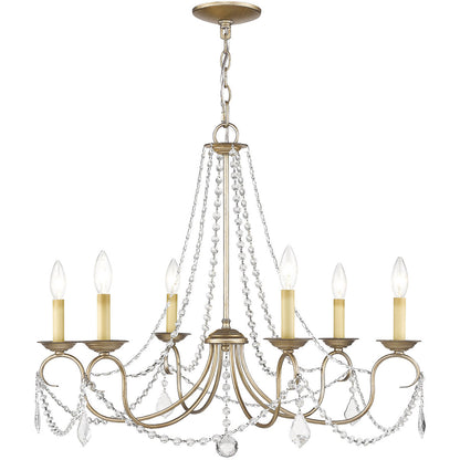 Livex Lighting Pennington Collection 6 Light Antique Silver Leaf Chandelier in Hand Painted Antique Silver Leaf 6516-73