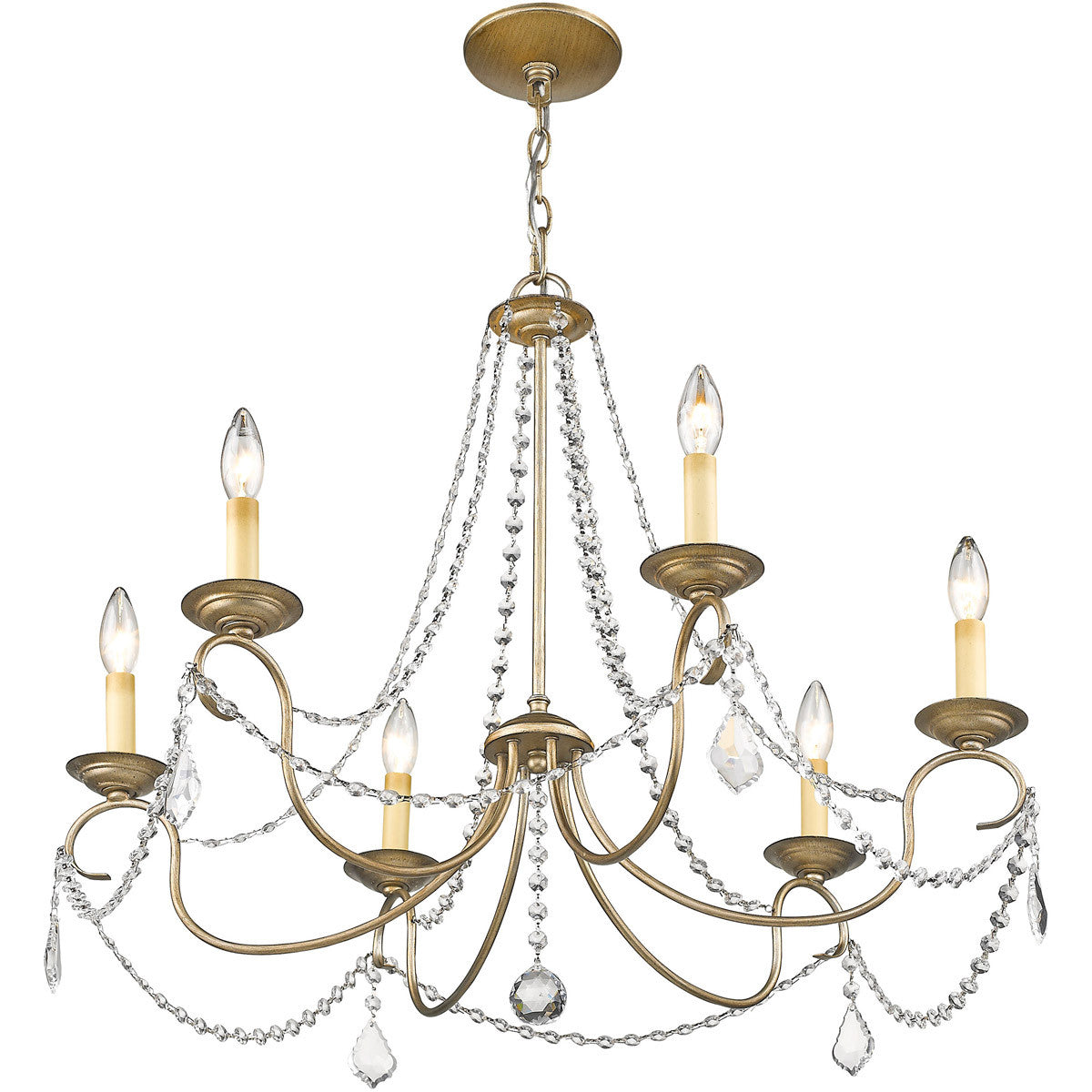 Livex Lighting Pennington Collection 6 Light Antique Silver Leaf Chandelier in Hand Painted Antique Silver Leaf 6516-73