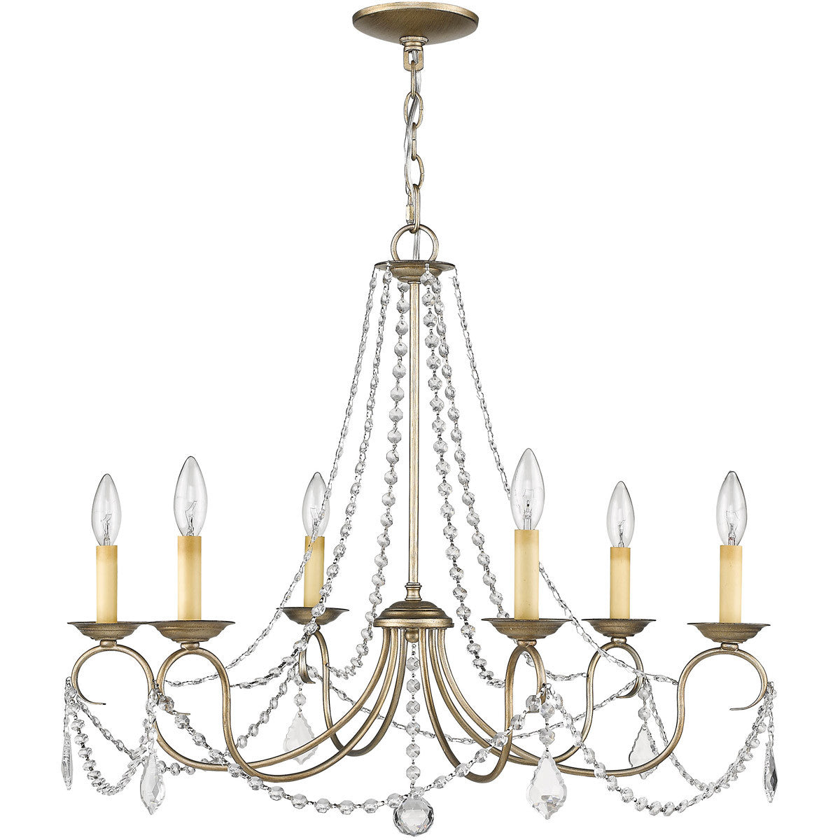 Livex Lighting Pennington Collection 6 Light Antique Silver Leaf Chandelier in Hand Painted Antique Silver Leaf 6516-73