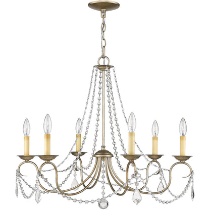 Livex Lighting Pennington Collection 6 Light Antique Silver Leaf Chandelier in Hand Painted Antique Silver Leaf 6516-73