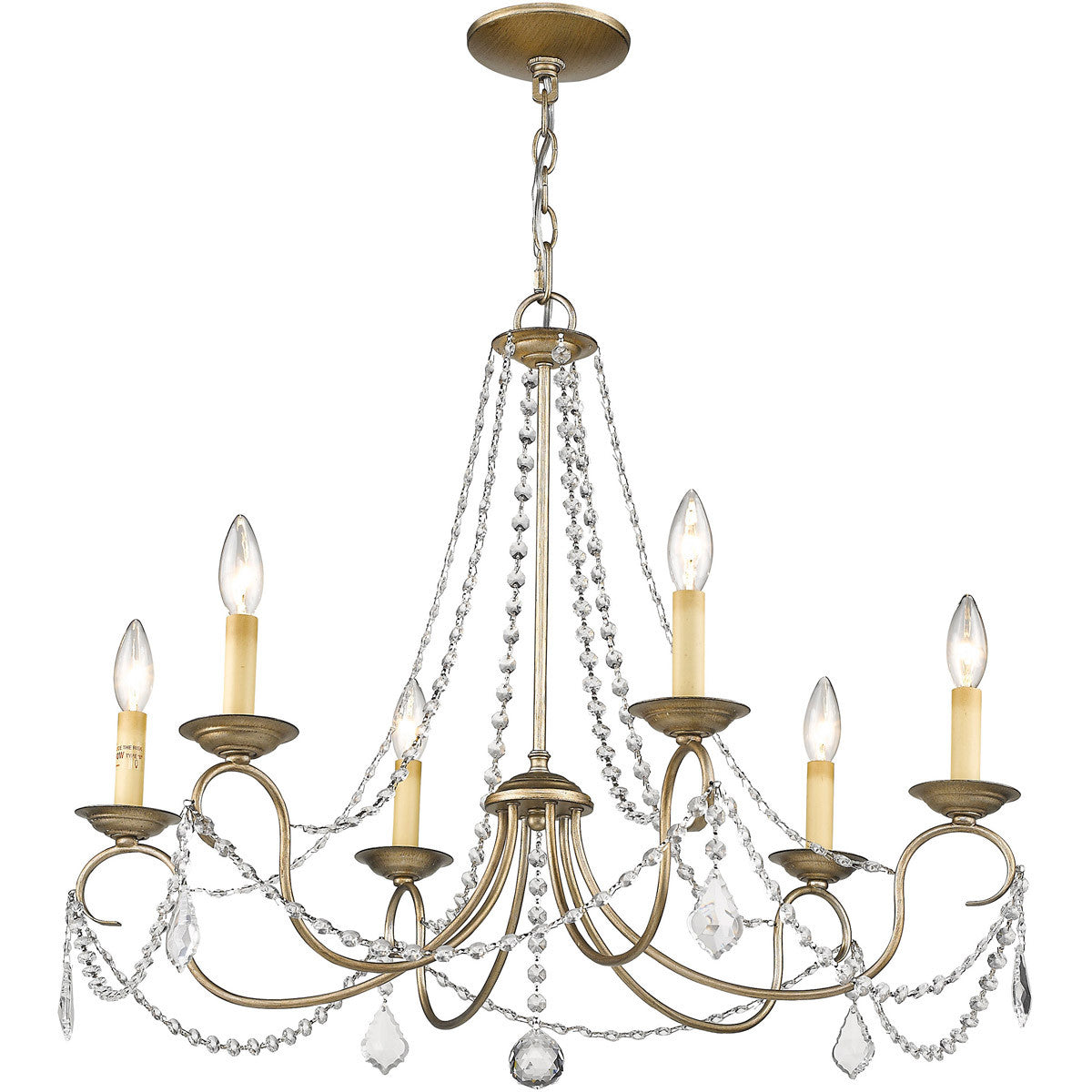 Livex Lighting Pennington Collection 6 Light Antique Silver Leaf Chandelier in Hand Painted Antique Silver Leaf 6516-73