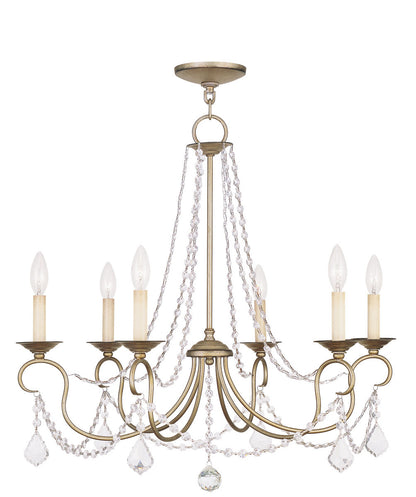 Livex Lighting Pennington Collection 6 Light Antique Silver Leaf Chandelier in Hand Painted Antique Silver Leaf 6516-73