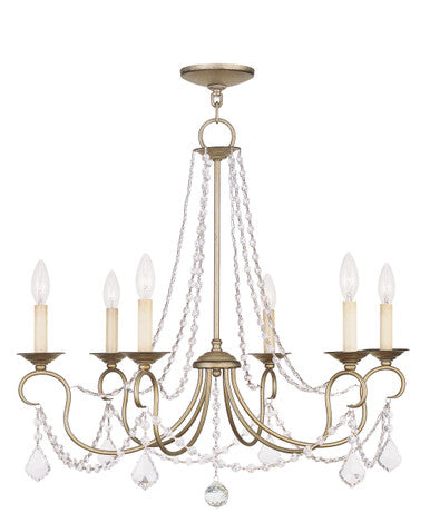 Livex Lighting Pennington Collection 6 Light Antique Silver Leaf Chandelier in Hand Painted Antique Silver Leaf 6516-73