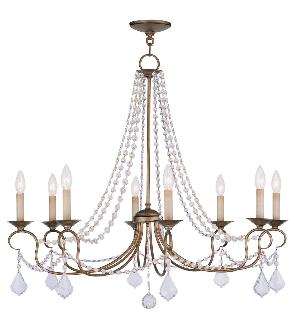 Livex Lighting Pennington Collection 8 Light Antique Gold Leaf Chandelier in Antique Gold Leaf 6518-48