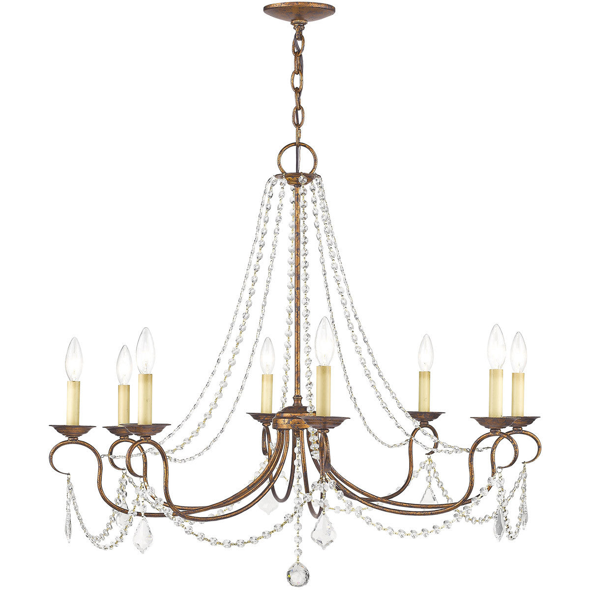 Livex Lighting Pennington Collection 8 Light VBR Chandelier in Hand Applied Venetian Golden Bronze 6518-71