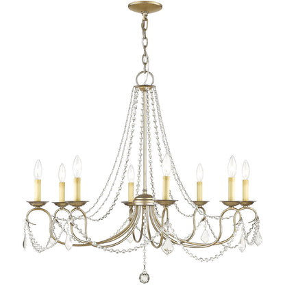 Livex Lighting Pennington Collection 8 Light Antique Silver Leaf Chandelier in Hand Painted Antique Silver Leaf 6518-73