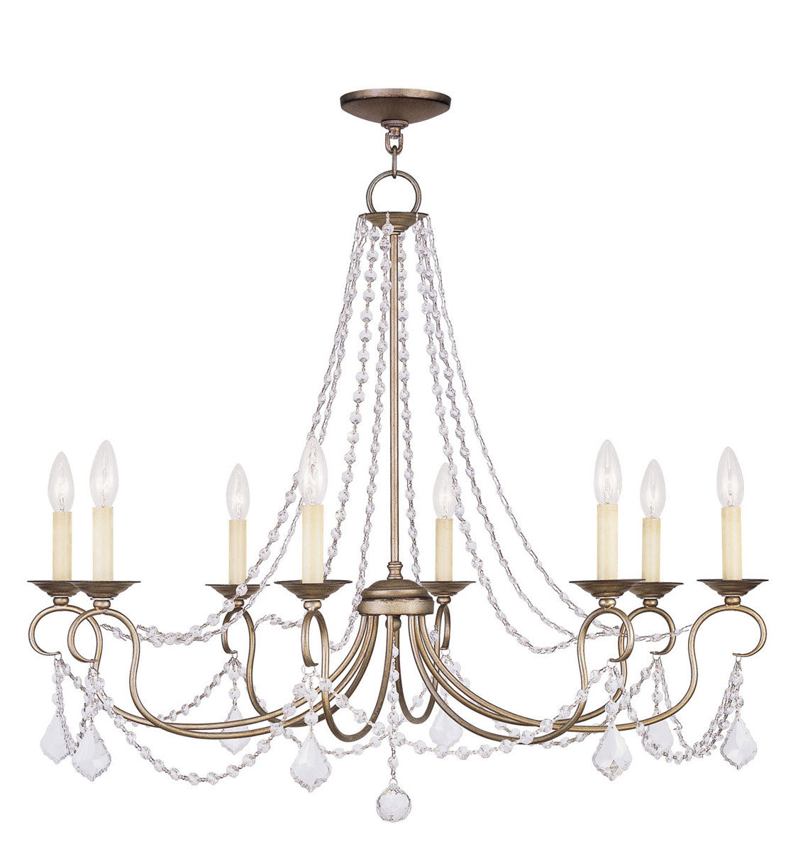 Livex Lighting Pennington Collection 8 Light Antique Silver Leaf Chandelier in Hand Painted Antique Silver Leaf 6518-73