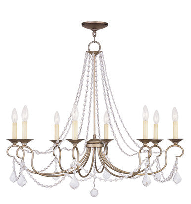 Livex Lighting Pennington Collection 8 Light Antique Silver Leaf Chandelier in Hand Painted Antique Silver Leaf 6518-73