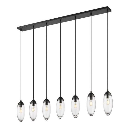 Z-Lite Arden 7 Light Linear Chandelier in Matte Black 651P-7L-MB