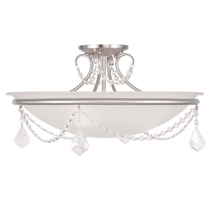 Livex Lighting Chesterfield/Pennington Collection 3 Light Brushed Nickel Ceiling Mount in Brushed Nickel 6525-91