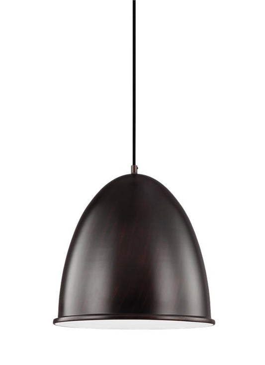 Generation Lighting Hudson Street transitional 1-light indoor dimmable ceiling hanging single pendant light in bronze finish 6525401EN3-710