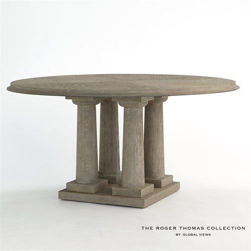 Global Views Titian Dining Table Grey Sandblasted Oak 60 inch Top The Roger Thomas Collection RT2015