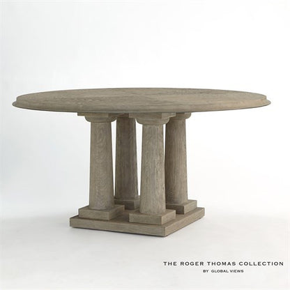 Global Views Titian Dining Table Grey Sandblasted Oak 60 inch Top The Roger Thomas Collection RT2015