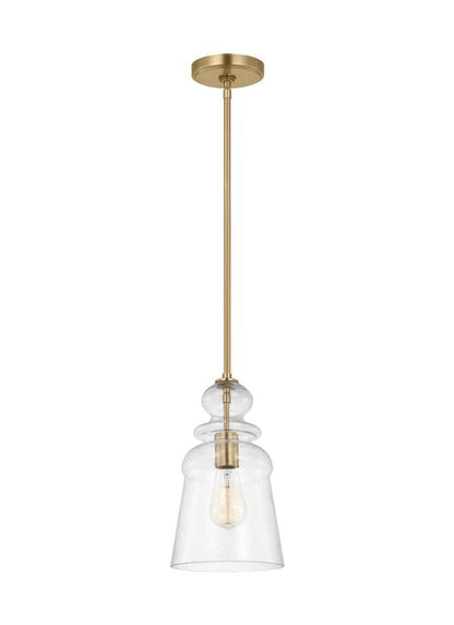 Generation Lighting Sean Lavin Kea 1-light ceiling pendant in satin brass with clear seeded glass shade 6536901-848