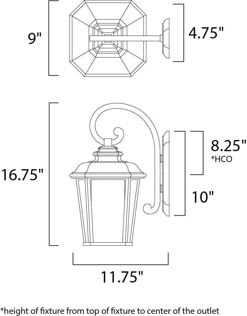 Maxim Radcliffe LED 1-Light Medium Outdoor Wall in Black Oxide 65644WFBO