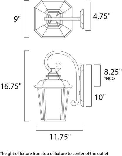 Maxim Radcliffe LED 1-Light Medium Outdoor Wall in Black Oxide 65644WFBO