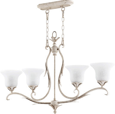 Quorum Flora Island Light in Persian White with White Linen 6572-4-70