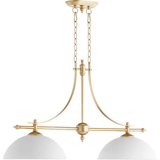 Quorum Aspen Island Light in Aged Silver Leaf with Satin Opal 6577-2-60