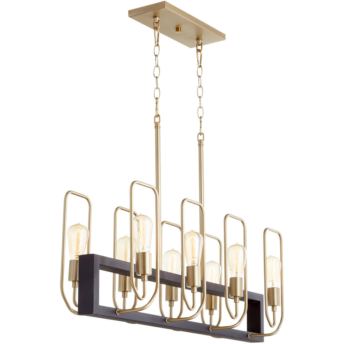 Quorum Howe Chandelier in Textured Black w/ Aged Brass 66-8-6980