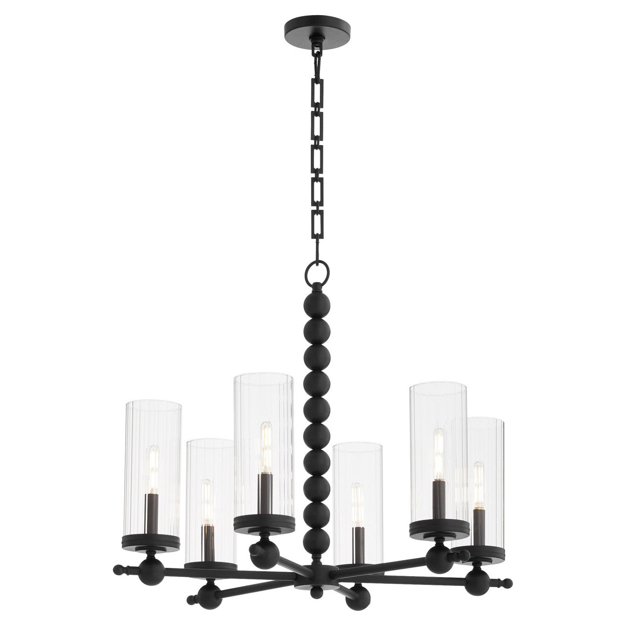 Quorum  Lee Boulevard 6 Light Glass Chandlier - Matte Black 660-6-59