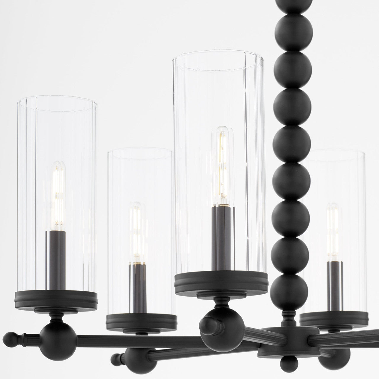 Quorum  Lee Boulevard 6 Light Glass Chandlier - Matte Black 660-6-59