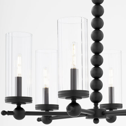 Quorum  Lee Boulevard 6 Light Glass Chandlier - Matte Black 660-6-59