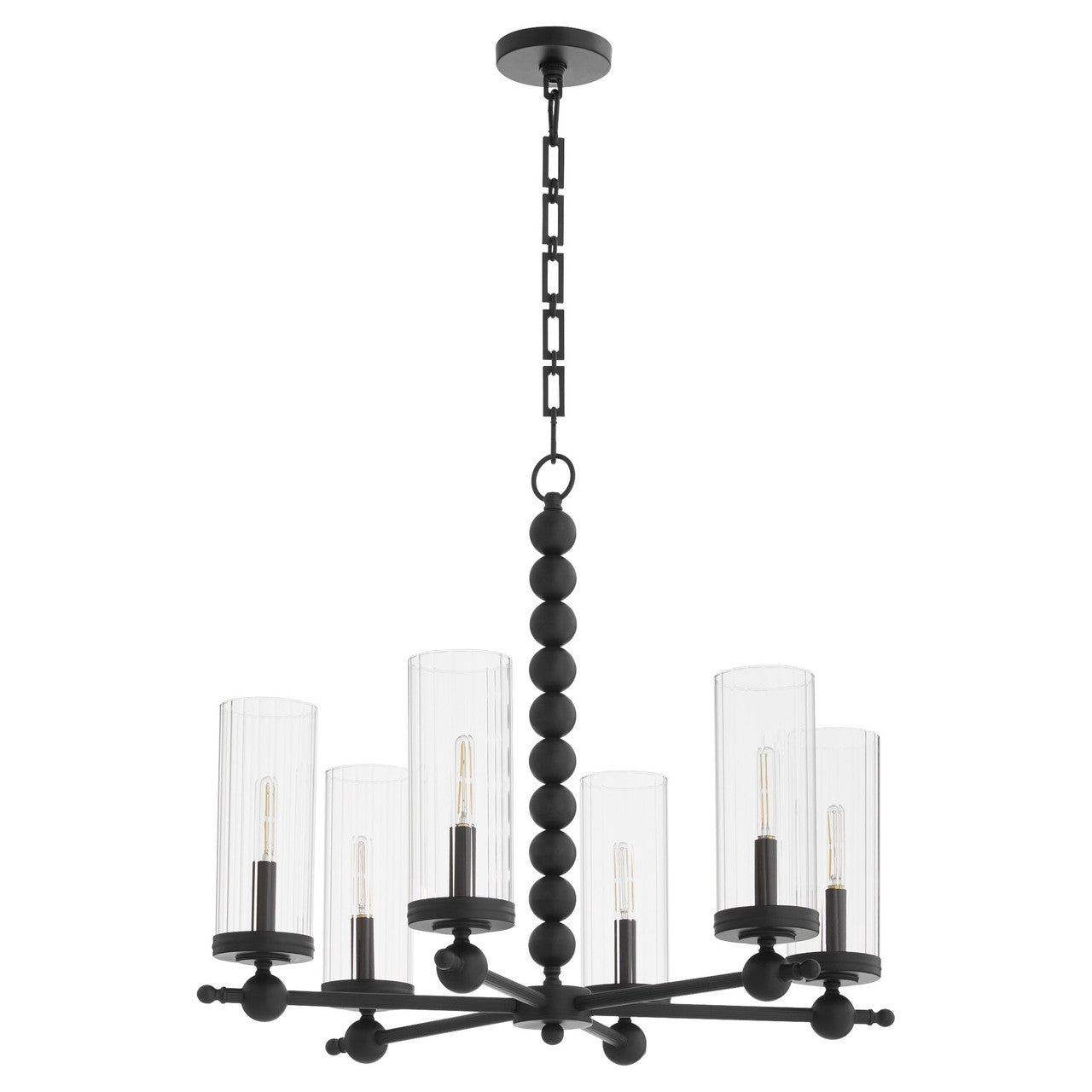 Quorum  Lee Boulevard 6 Light Glass Chandlier - Matte Black 660-6-59