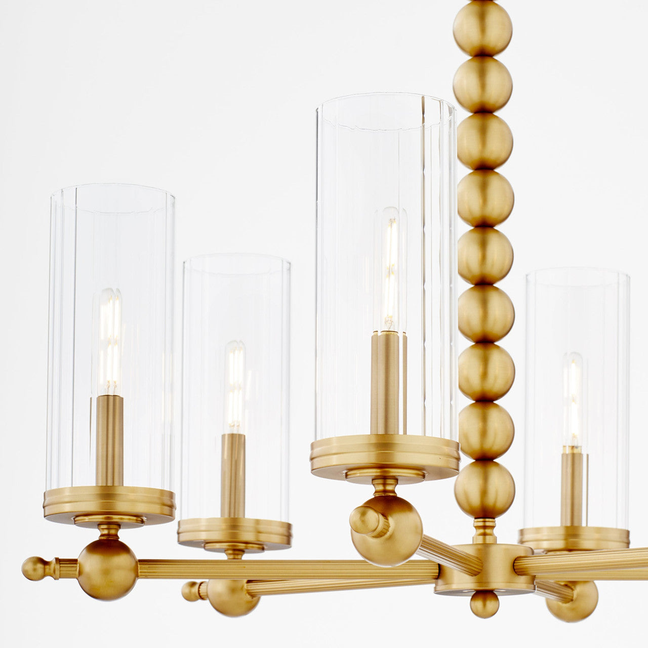 Quorum  Lee Boulevard 6 Light Glass Chandlier - Aged Brass 660-6-80