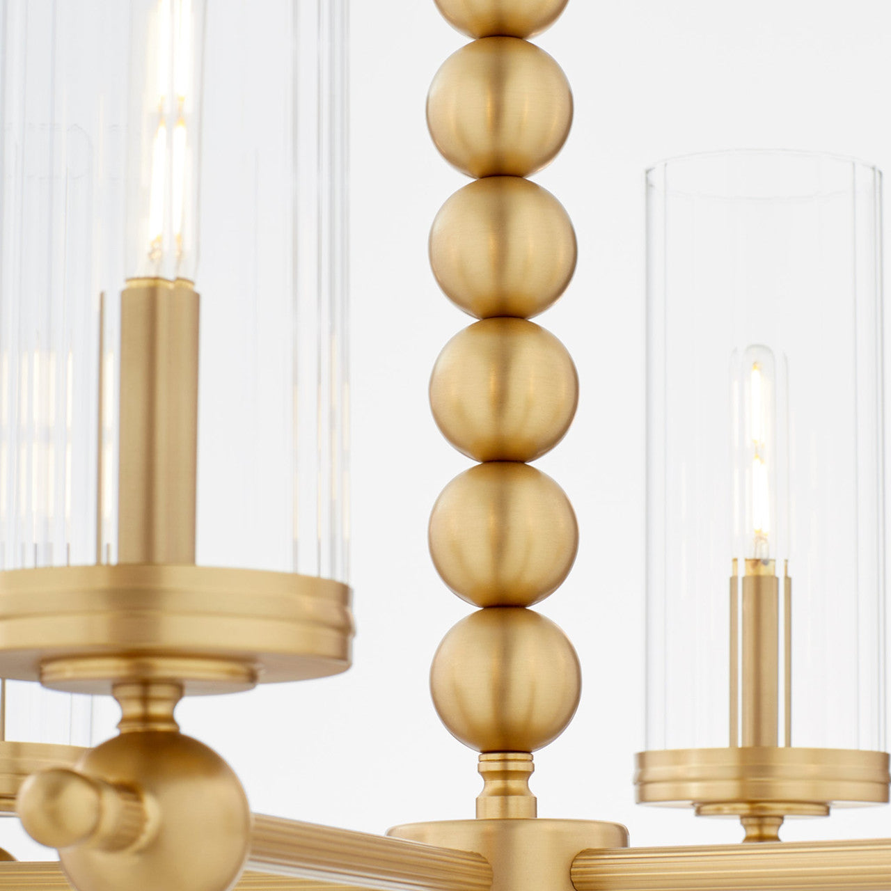 Quorum  Lee Boulevard 6 Light Glass Chandlier - Aged Brass 660-6-80