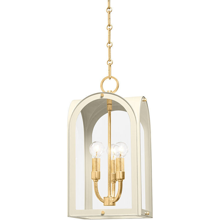 Hudson Valley Lighting Lincroft Lantern in VINTAGE GOLD LEAF/SOFT SAND 6610-VGL/SSD