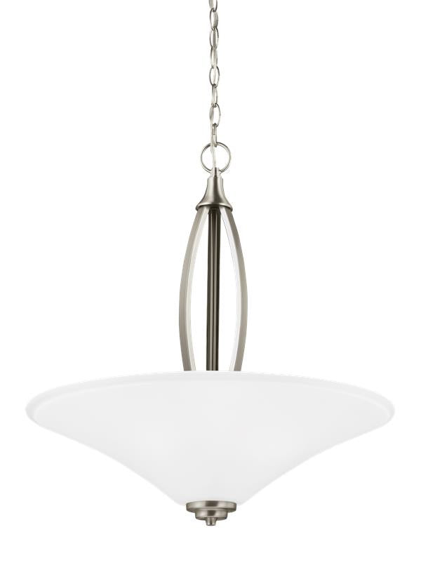 Generation Lighting Metcalf Three Light Pendant in Brushed Nickel 6613203EN3-962