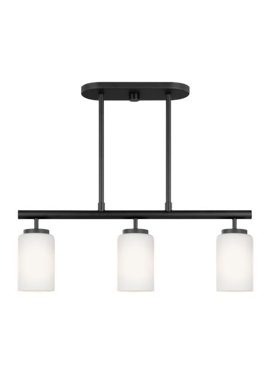 Generation Lighting Oslo Three Light Island Pendant in Midnight Black 66160-112