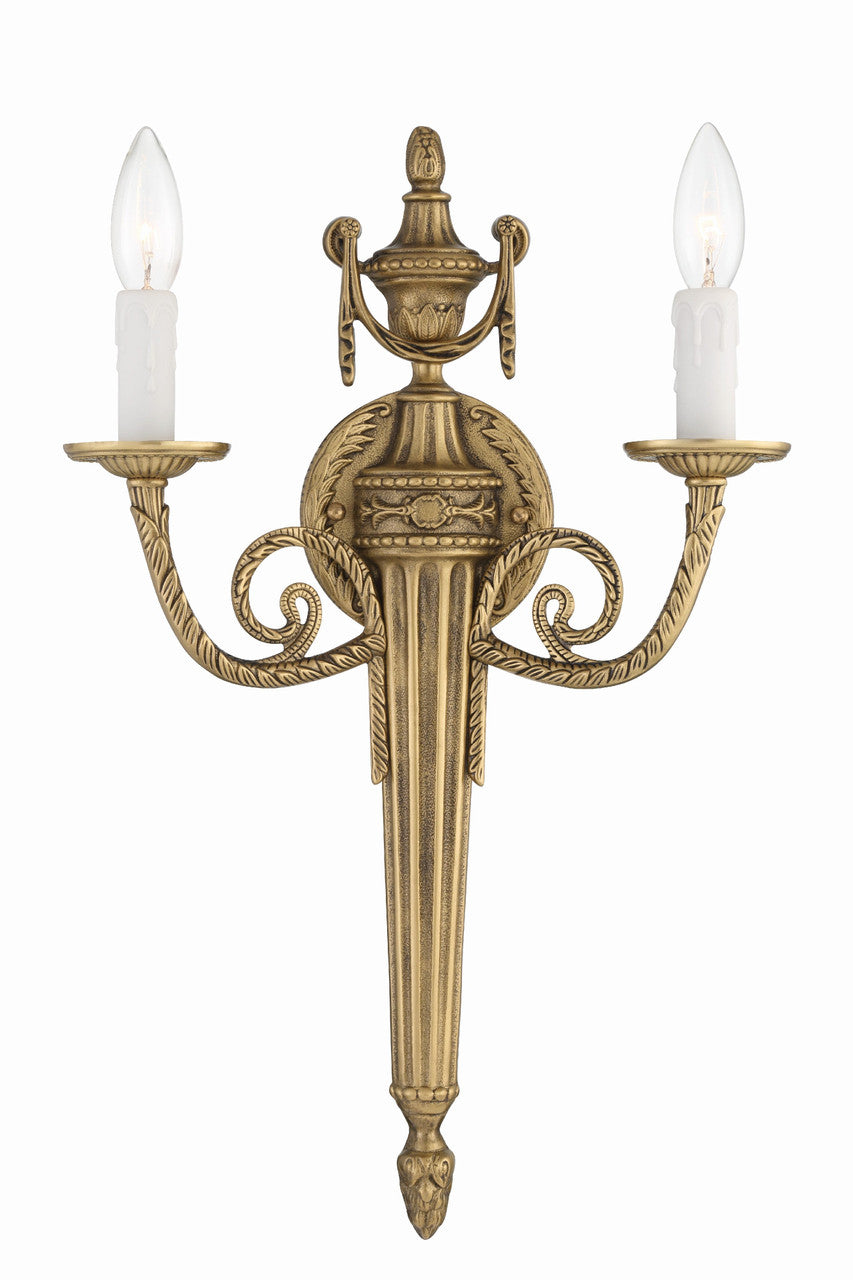 Crystorama Crystorama 2 Light Matte Brass Cast Wall Mount 662-MB