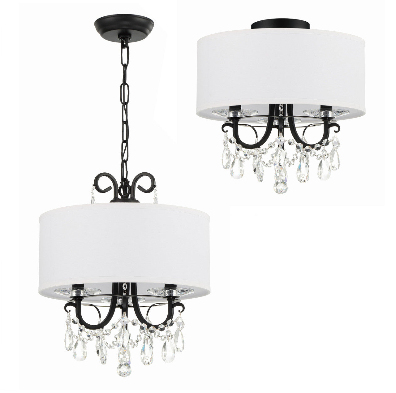 Crystorama Othello 3 Light Matte Black Mini Chandelier 6623-MK-CL-MWP