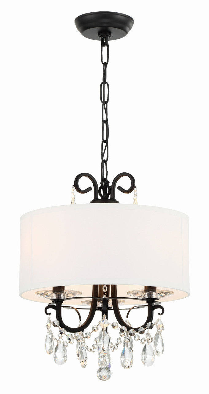 Crystorama Othello 3 Light Matte Black Mini Chandelier 6623-MK-CL-MWP