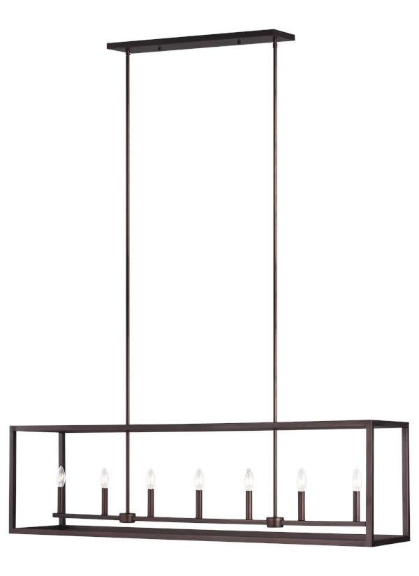 Generation Lighting Moffet Street Long Seven Light Island Pendant in Bronze 6634507-710